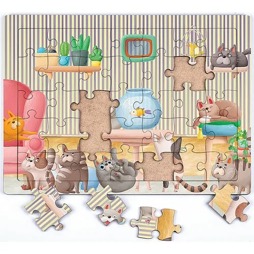 King Of Puzzle Aquarium And Cats Wooden Puzzle 35 Piece (Xxxv-01)