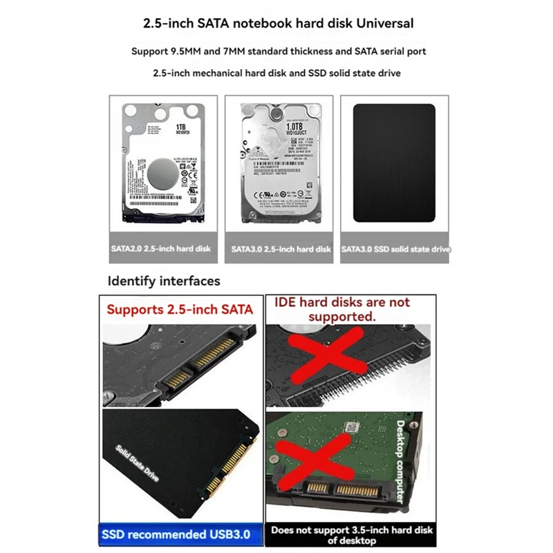 

Высококачественный кабель USB 3.0 к SATA Кабель-адаптер жесткого диска USB C для 2,5-дюймового жесткого диска Кабель-адаптер Компьютерный разъем Conv