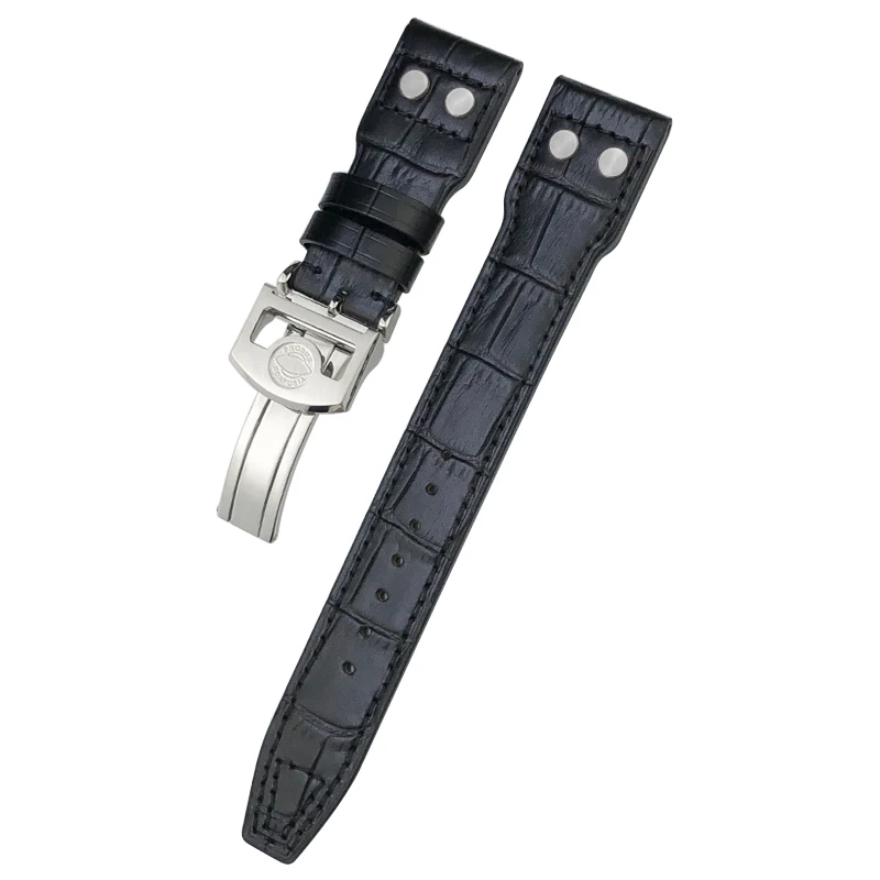 20mm 21mm 22mm Thicker Leather Rivets Watchband for IWC Big Pilot Watch IW5009 Spitfire IW3777 Le Petit Prince Calfskin Strap