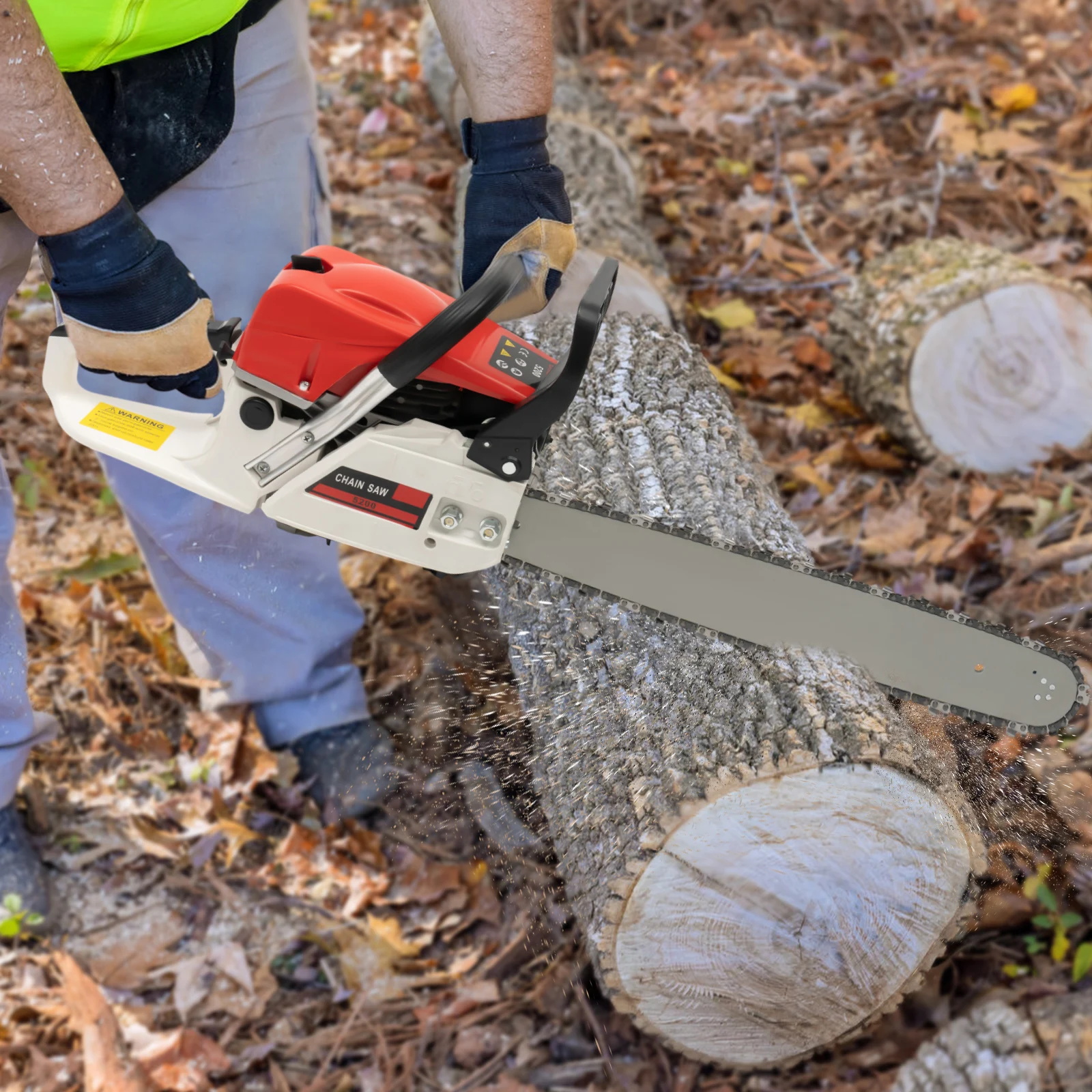 20'' 2-Takt 52cc Benzin-Kettensäge Einzylinder luftgekühlt Geeignet zum Schneiden von Holz, Astschneiden, Gartenarbeit