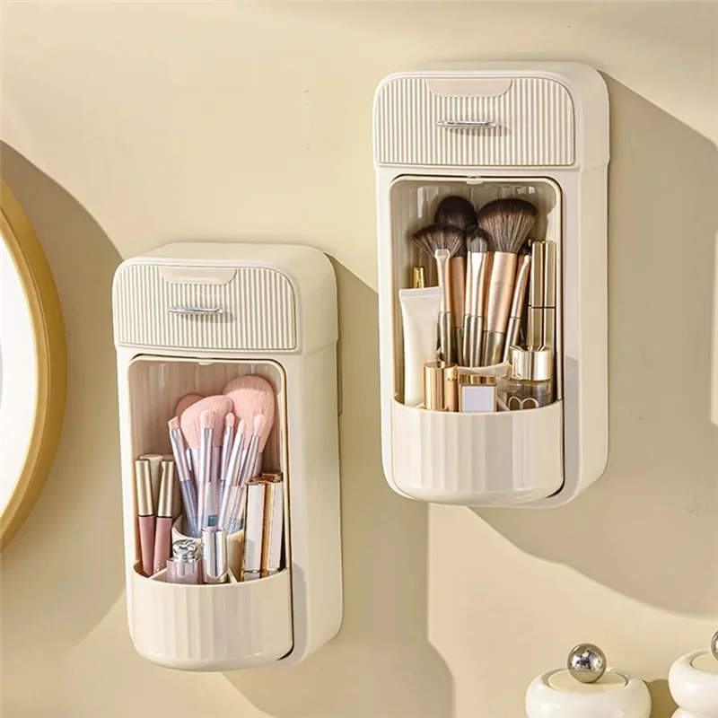 

A98E-Makeup Brush Storage Box Facial Cream Cosmetics Storage Rack Dressing Table Wall Mount Bathroom Storage Rack