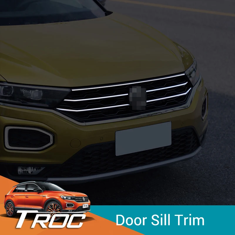 

Car Front Middle Billet Grille Mesh For VW T-Roc Troc 2017-2023 Horizontal Trim Styling Garnish Stripe Stickers