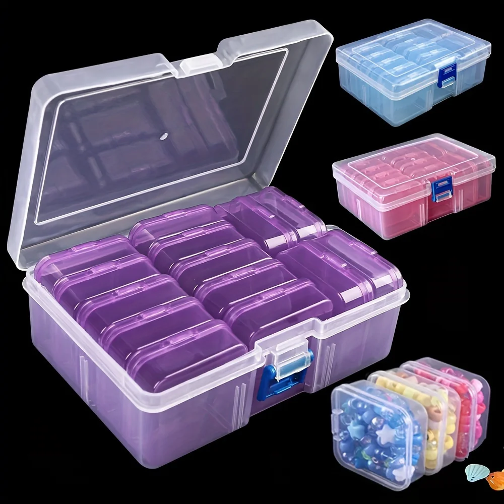 El juego de cajas de almacenamiento modulares transparentes de 14 piezas, fabricadas con material plástico de alta transparencia, sirve como almacenamiento dedicado.