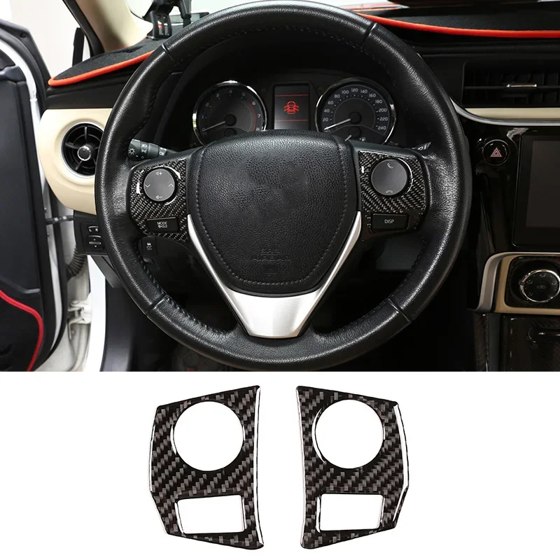 

For Toyota Corolla 2014-2018 Soft Carbon Fiber Car Steering Wheel Button Frame Decorative Sticker Interior Accessories