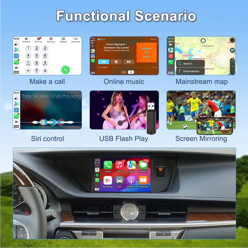 CarPlay Android Auto اللاسلكي لكزس ES NX LX RX IS GS RC LS LC UX GX CT200h، مع وصلة مرآة AirPlay Siri للملاحة الصوتية