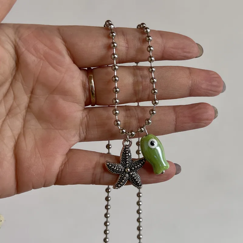 2026Colored Fish Necklace Stainless Steel Jewelry for Men Women Kids Fashionable Aquatic Animal Theme Pendant Accessory