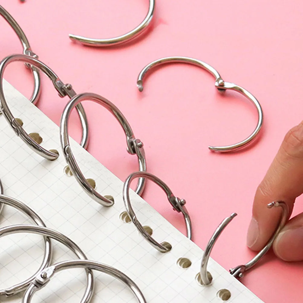 20pcs Iron Ring Binder Clips Metal Hinged Rings For Diy Albums Keychains Documents Organization Book Index Cards Loose Leaf