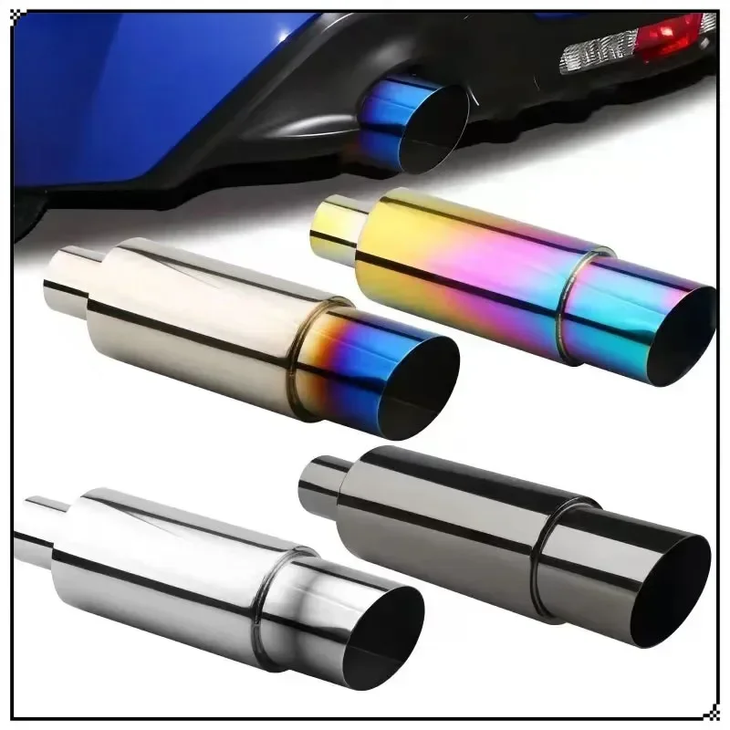 

Car Modified Exhaust Pipe Stainless Steel Straight Drum Silencer Rear Exhaust Pipe Modified 55mm Interface Tail Throat