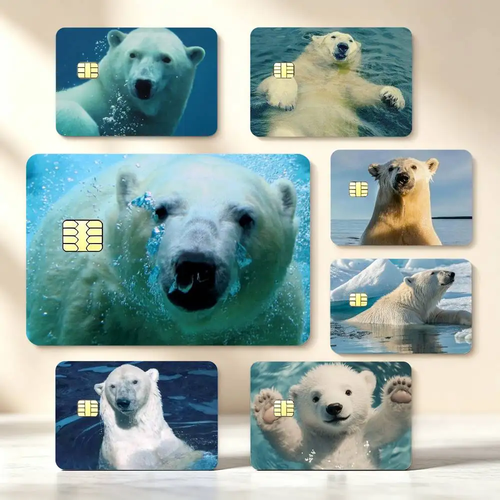 Swimming bear High‑Def Game Chip Decals Credit Card Tiny Waterproof Vinyl Decor Practical Present