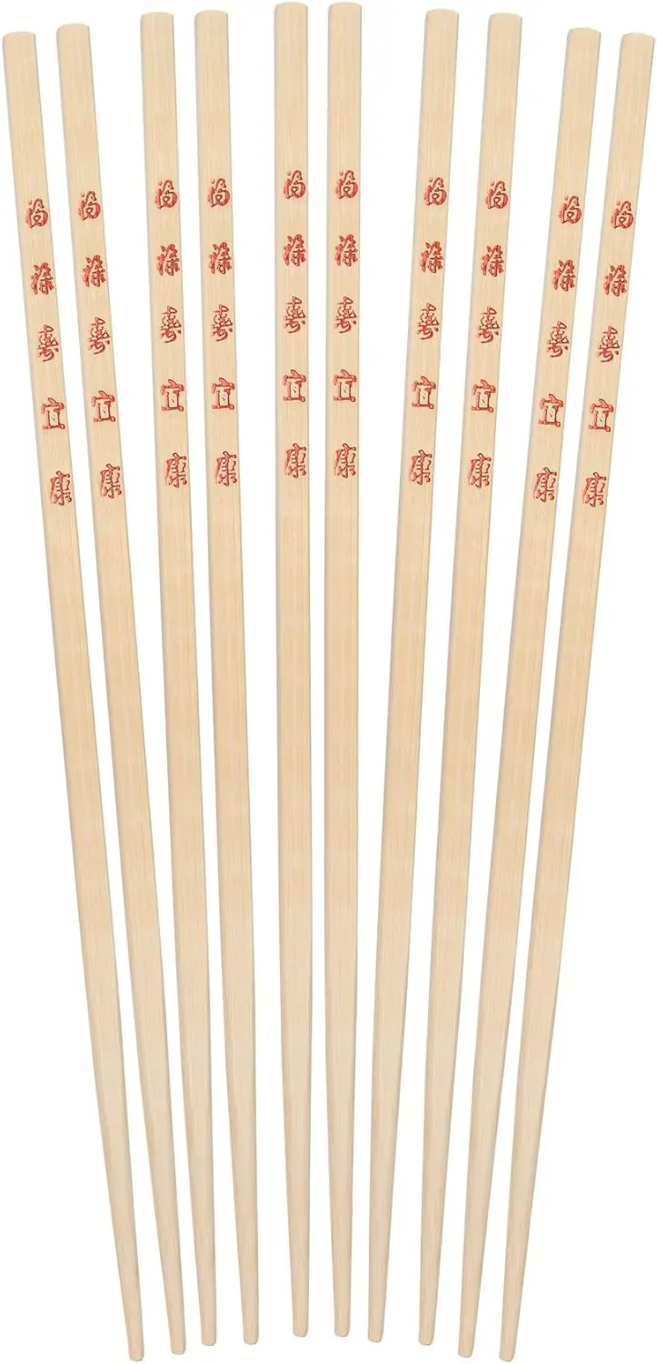 Palillos de Bambú de 10.5 Pulgadas, 10 Pares, para Comidas Asiáticas, Sushi, Fideos Salteados, Dumplings