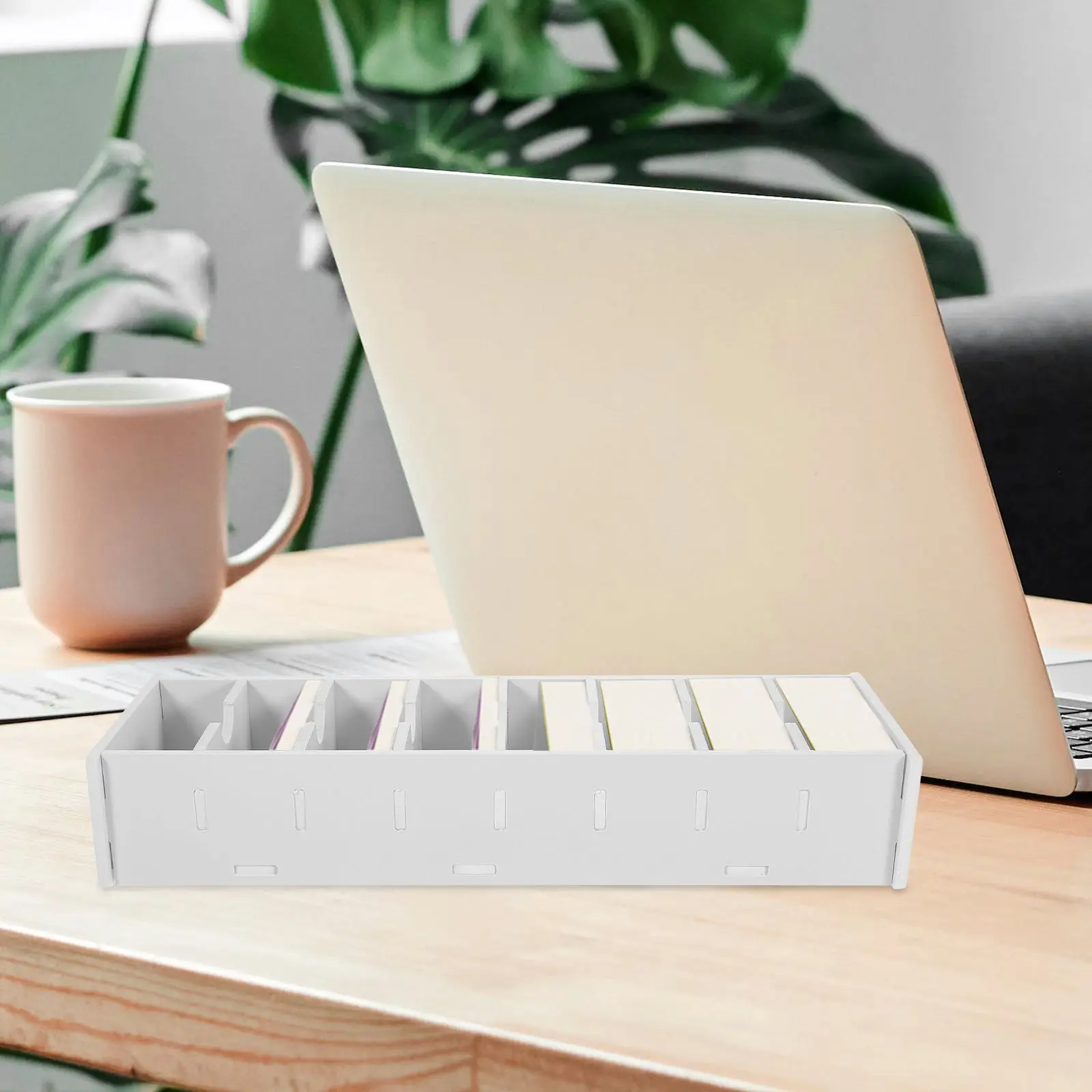 Business Card Holder Storage Box Office Organizer White Design Desk Accessory ID Display Case Note Organizer