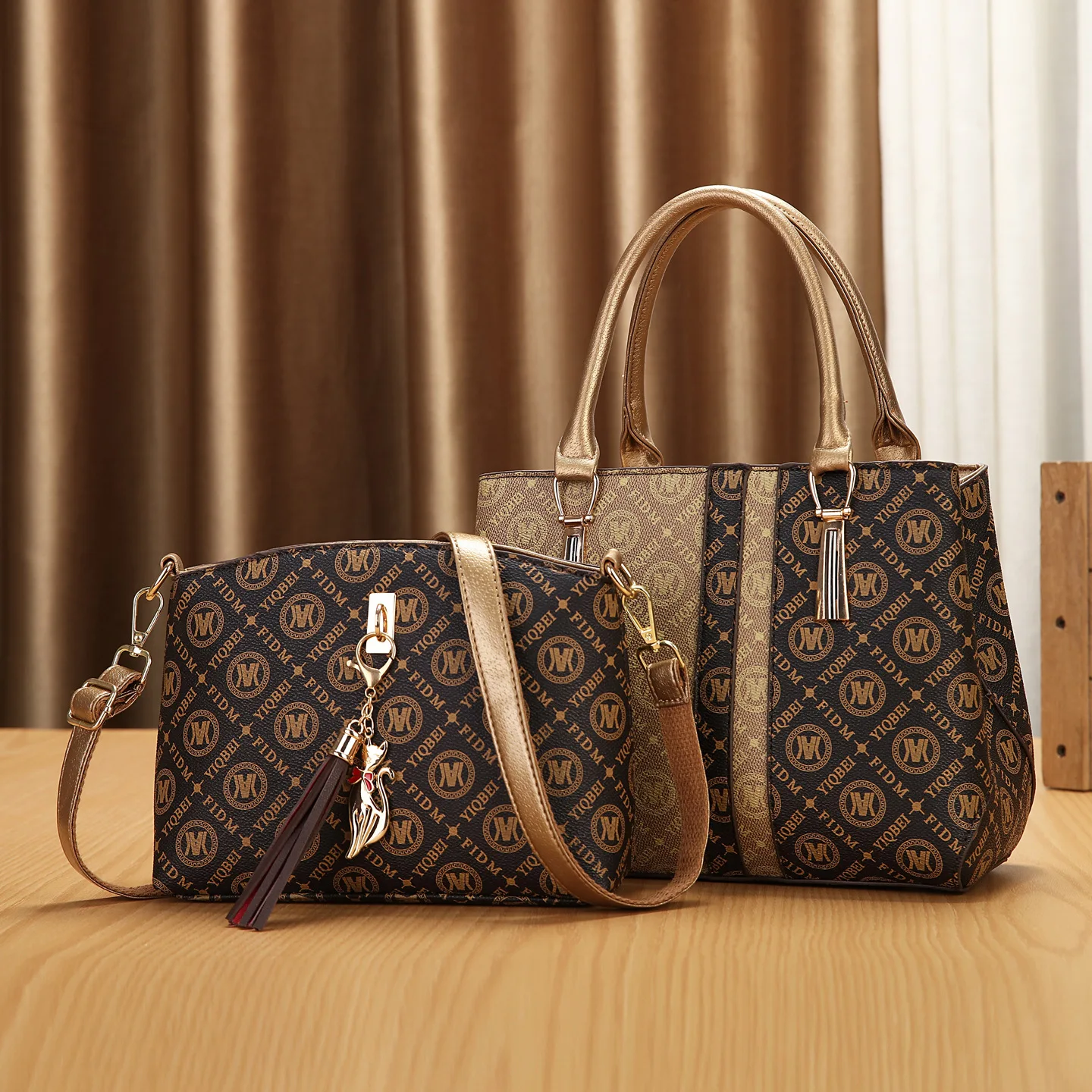 Women's 2-piece set, fashionable printed design women's handbag, large capacity women's casual shoulder bag