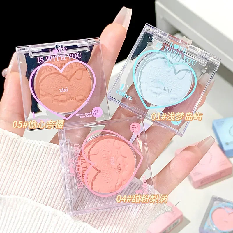 Hartvorm Kawaii Blush Make-Up Schattige Make-Up Face Blusher Heldere Glans Gezicht Blos Voor Wang Gemakkelijk Te Mengen Make-Up