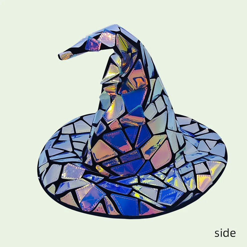 

1 шт. Хэллоуинская крутая блестящая шляпа ведьмы в техно-стиле, аксессуар для вечеринки, шляпа для косплея, праздничный подарок, украшение для праздника, декор для вечеринки