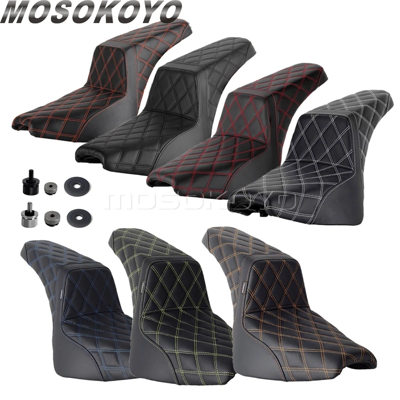 Motorcycle Two Up Seat 2-Up Gel Pad Tour Seat Rear Cushion For Harley Softail Street Bob 114 FXBB FXBBS Slim FLSL Standard FXST