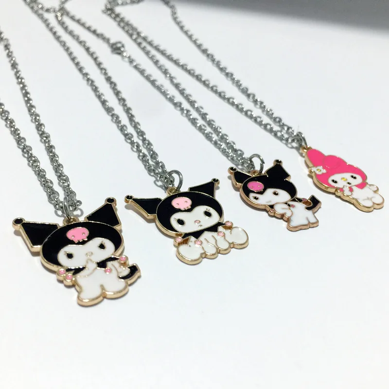 Sanrio cartoon necklace Children\'s Hello Kitty Kuromi Pendant Necklace Point Womens Fashion Necklace Girlfriend Accessories Gift