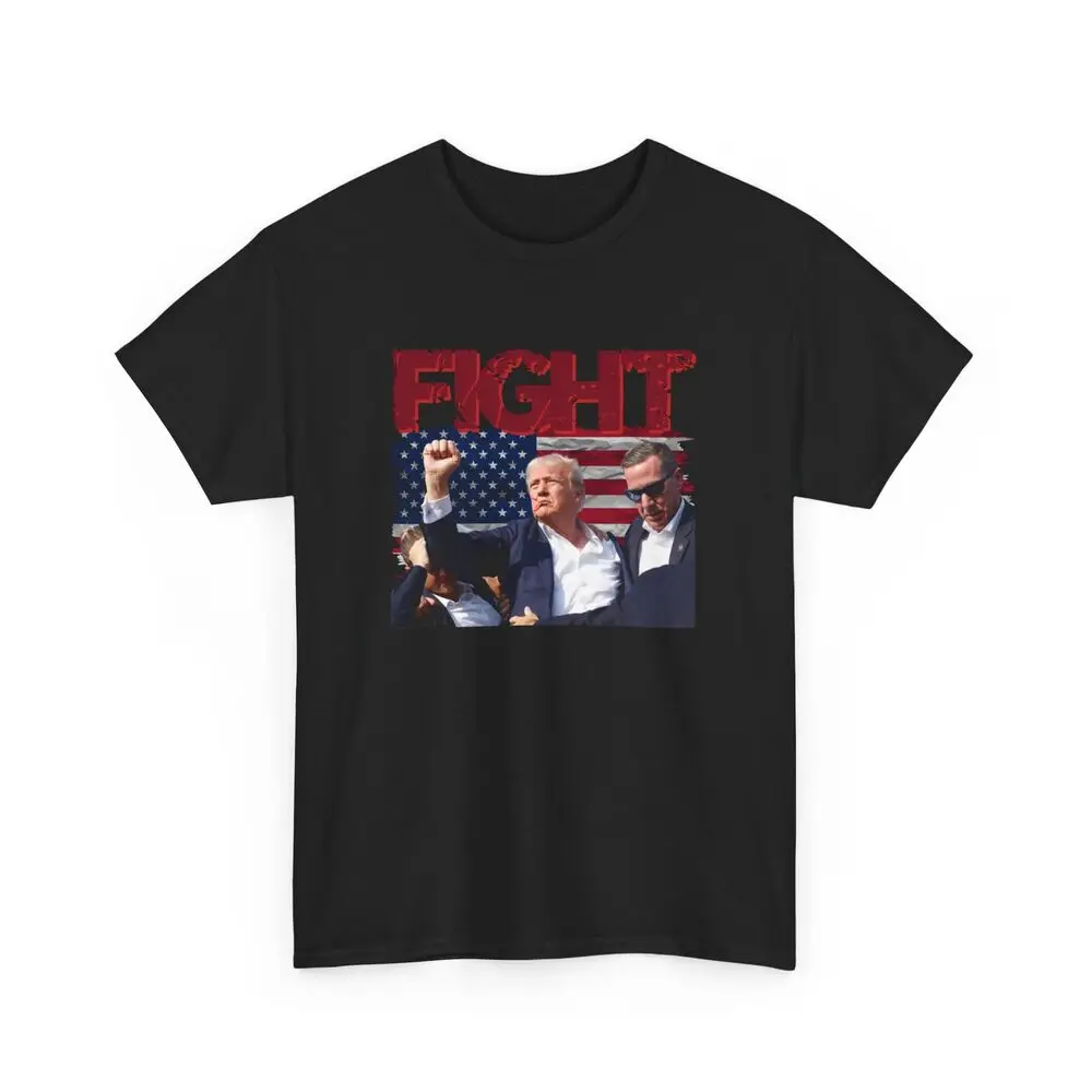 Fight Trump American Flag T-Shirt, Trump Shot Assassination Attempt Tee