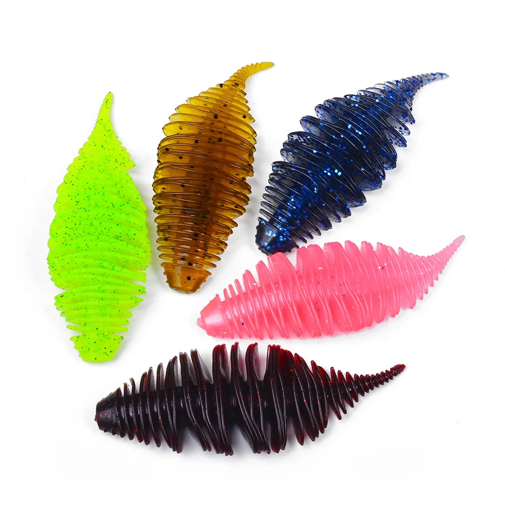 5Pcs/Bag Fishing Worm Soft Bait Floating Flexible Bass Bait High Elasticity Bite Resistant Fishing Tool Fishing Gear Accessories