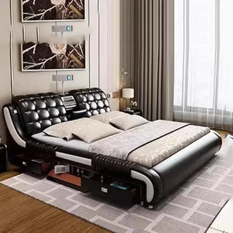 Queen Kids Double Bed Royal Modern Wood Headboard King Size Double Bed Wood Boys Letti Matrimoniali Furniture For Bedroom