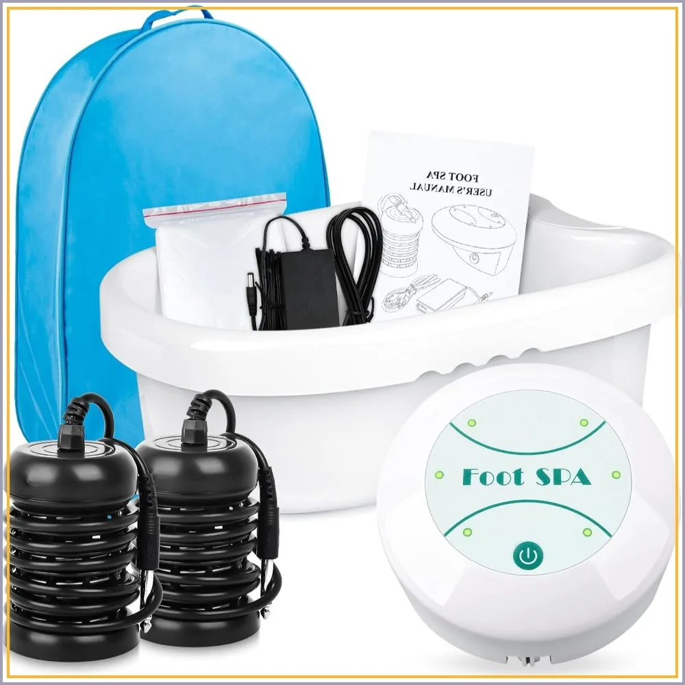 Ionic Foot Bath Detox Machine - Portable Ion Cleanse System with Storage Bag, 100 Liners for Home Spa