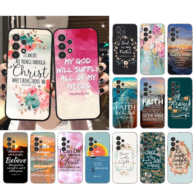 Phone Case for Samsung Galaxy A15 A35 A55 A52 A53 A54 A33 A34 A25 A05S A16 A14 A05 A13 M15 M55 M35 Bible verse Jesus Christian