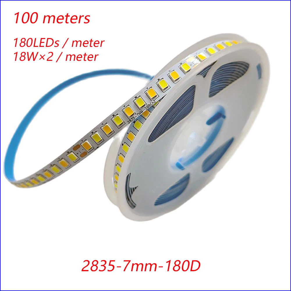 (2 وصلات لحام) 100 متر 2835-7mm-180D و200D 3 ألوان تيار مستمر LED قطاع 5B9C × 2/5B10C × 2 مع شريط LED 3000K + 6500K