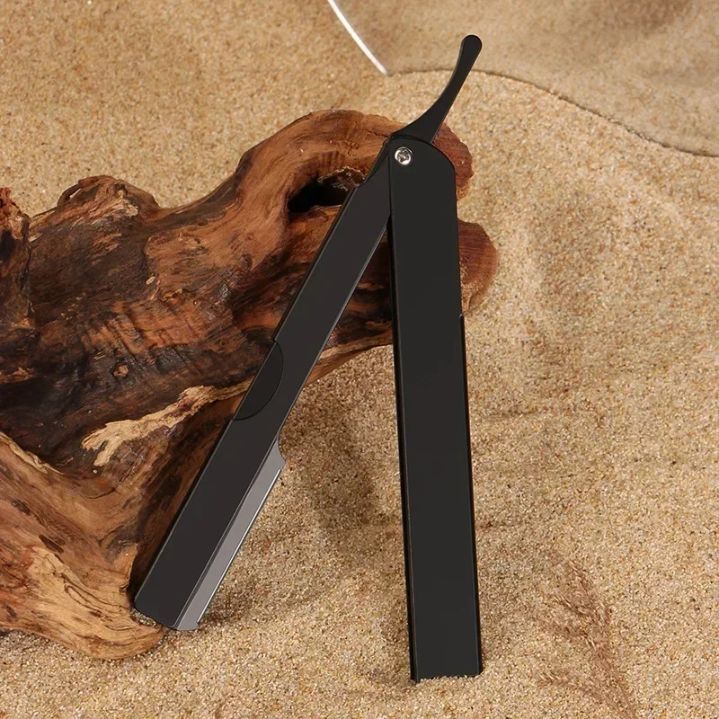 男性用のプロの安全かみそり,折りたたみ式アルミニウム合金かみそり,理髪店の脱毛ツール,ストレート,バービアのナイフホルダー