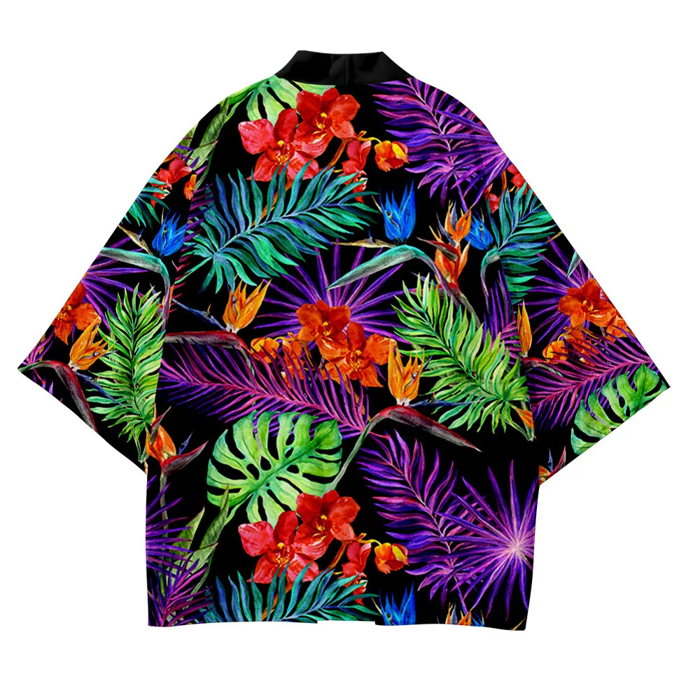 

Tropical Plants Print Kimono Men Japanese Haori Summer Loose Cardigan Clothes Women Fashion Oversized Beach Shirt Yukata