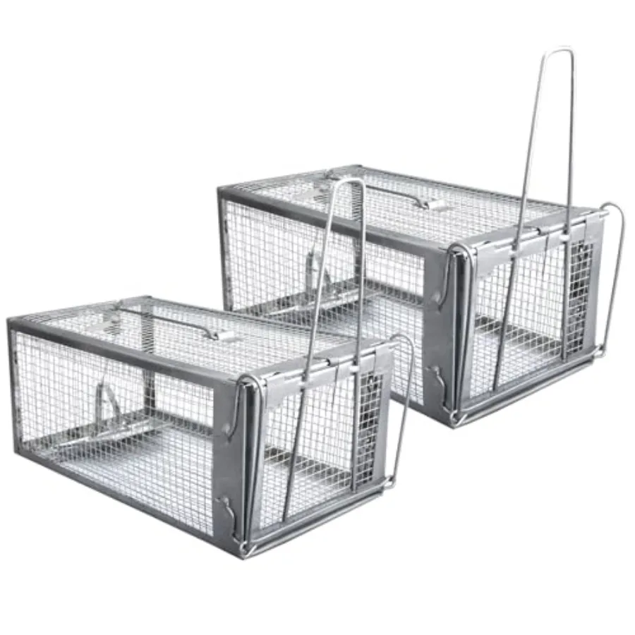 

2-Pack Humane Live Animal Traps with Chipmunk and Mouse Capture Cages Designed for Indoor and Outdoor Use Easy to Set Up and Sa