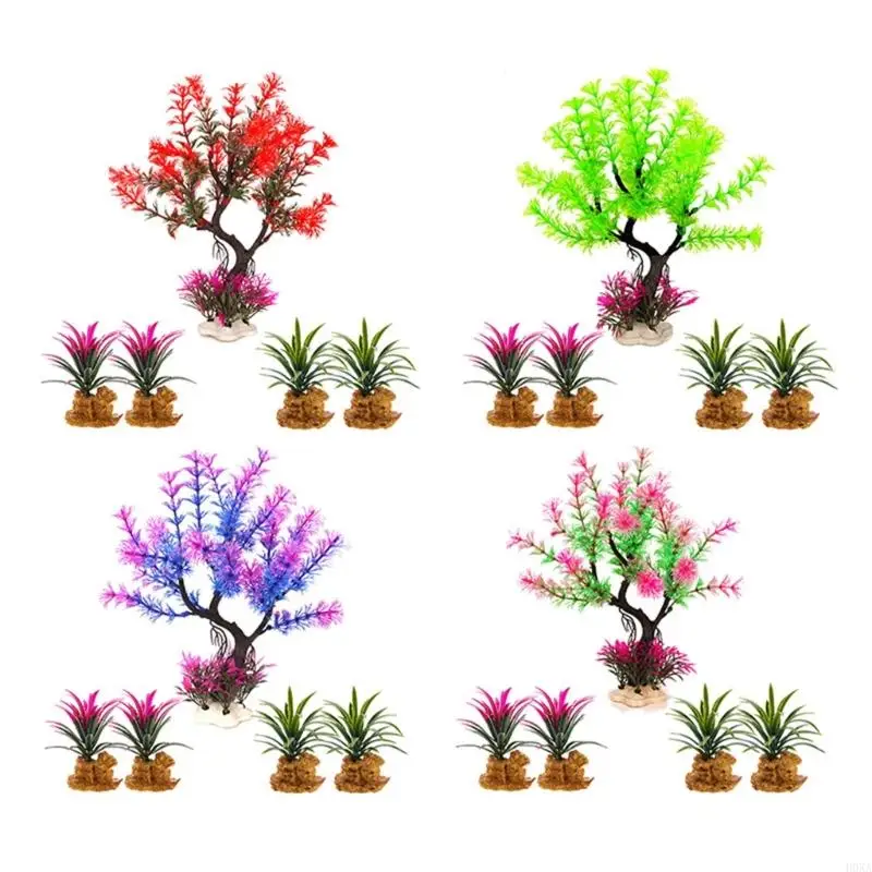 H0XA Fishtanks Decoration Artificial Moss Tree with Resin Base Natural Lookings for Home Use Fishtanks and Aquariums Ornament