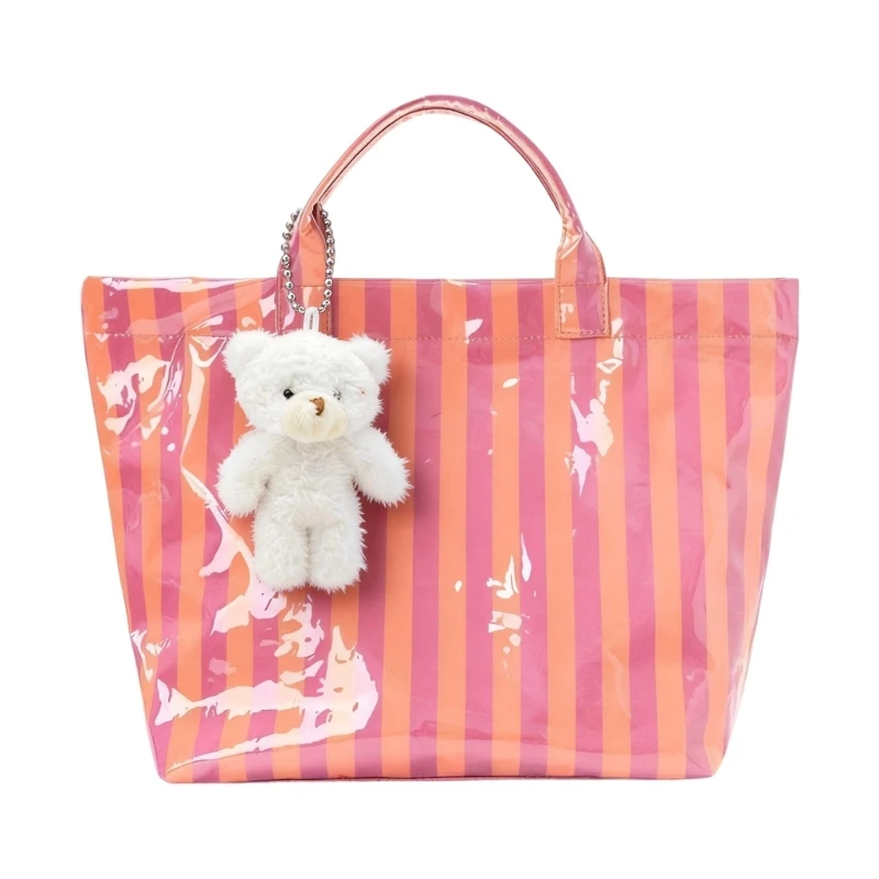 X5XA Eye Catching PVC Top Handle Bag Casual Handbag For Shopping Or Commuting