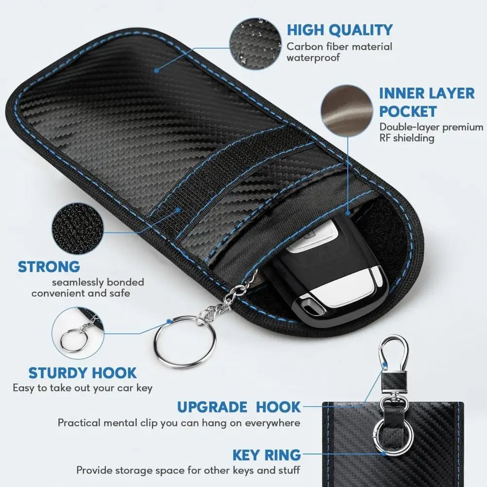 Faraday Bag 자동차 키 보관 주최자 내마모성 도난 방지 신호 차단 RFID 열쇠 고리 보호대 파우치 자동차 키 가방 열쇠주머니