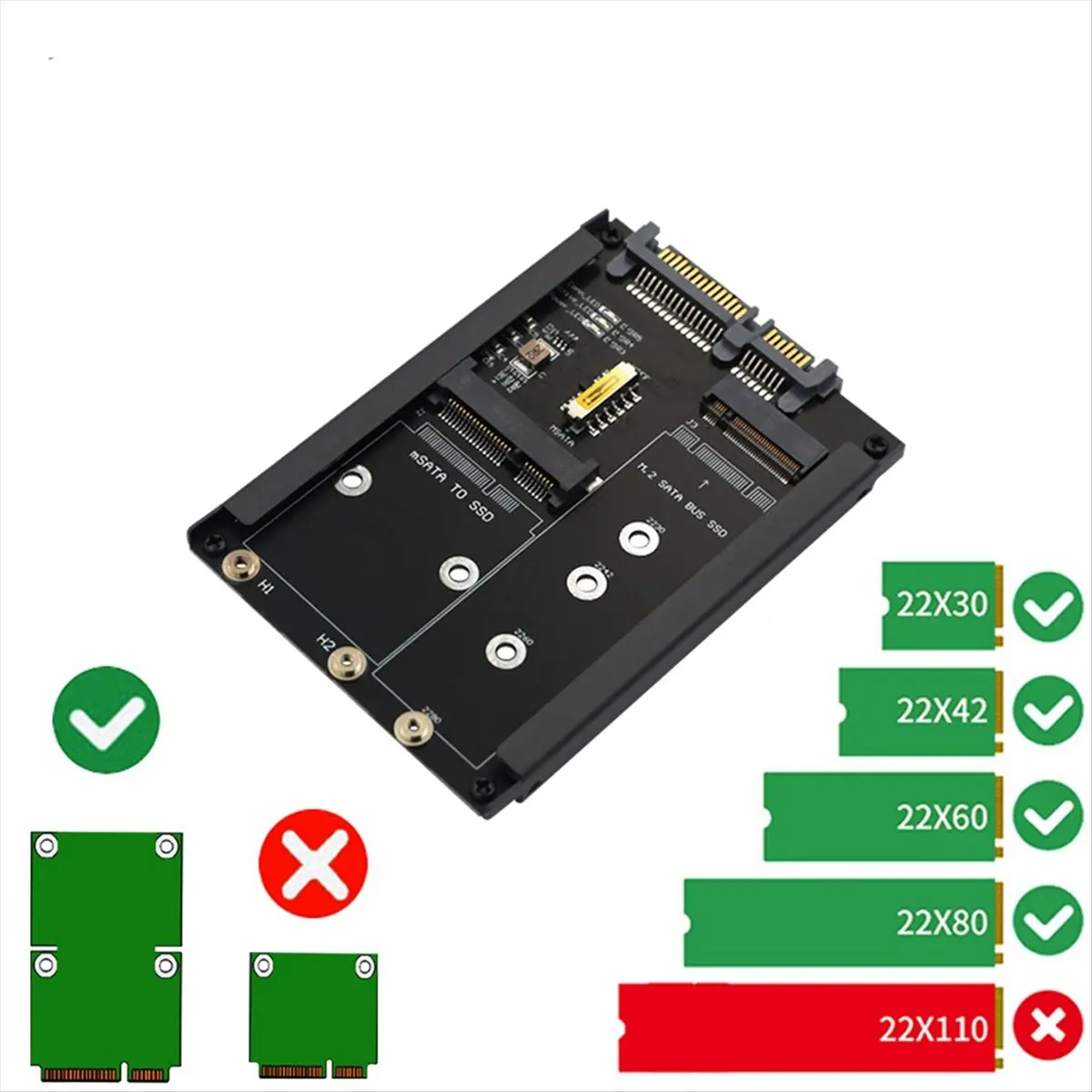 N05R 2In1 MSATA + B Key/B+M Key M.2 SSD to 2.5 SATA Adapter Card with Enclosure Socket for M2 NGFF SATA3 2230 2242 2260 2280 view 4