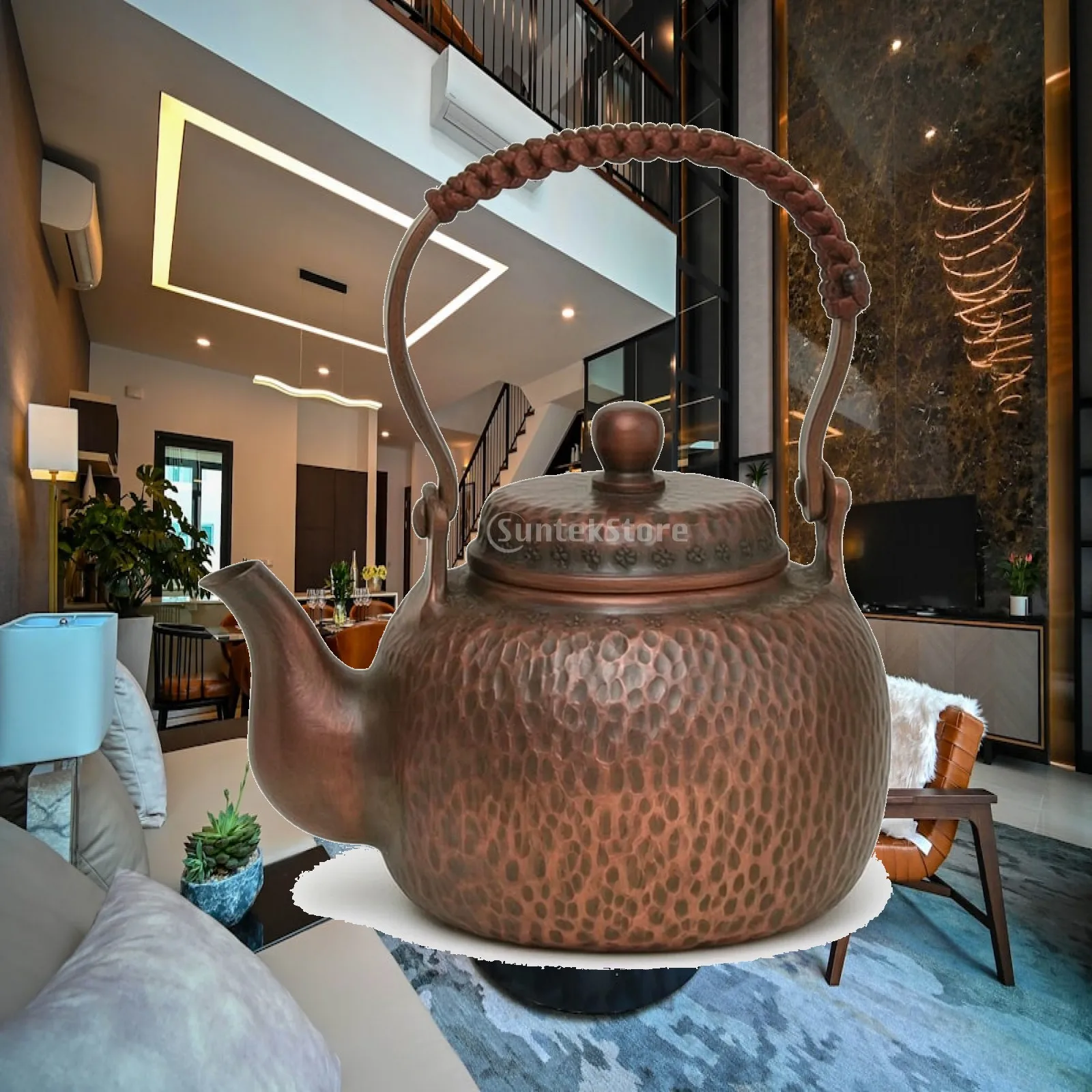 Classic Copper Tea Kettle for Stove Top Heating Handcrafted Hammered Teapot with Compact Size for Intimate Tea Time