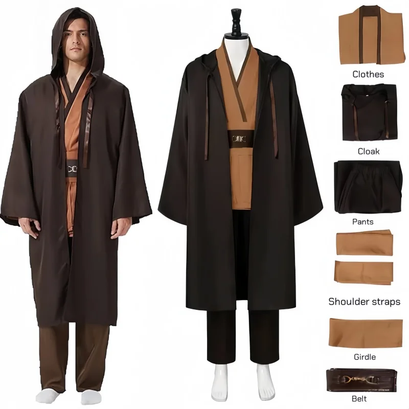 Jedi Obi-Wan Cosplay Kostüm Erwachsene Obi-Wan Kenobi Tunika Kapuzenrobe Outfits Halloween Party Cosplay Uniform