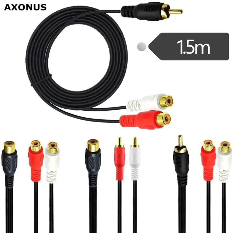 Audio Cable Lotus RCA To Dual RCA Audio Cable Lotus Head 1/2 Audio Video Converter Male To Female