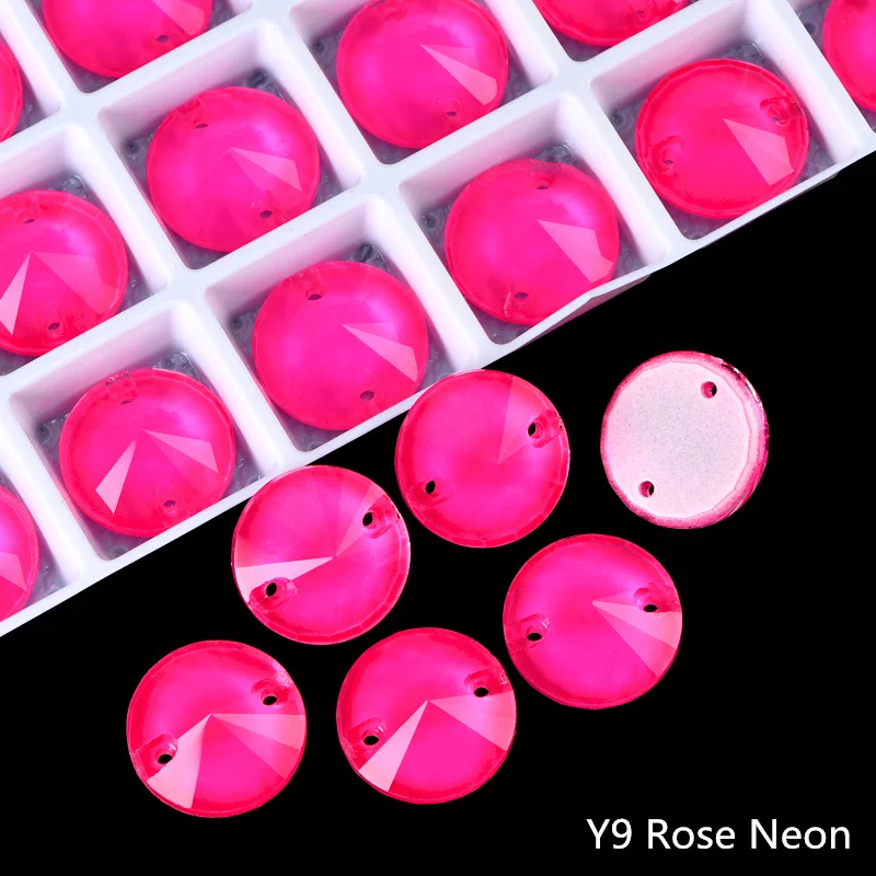 OLeeya K9 Glas Neon Rivoli Nähkristalle Strass mit abgeschrägten Kanten zum Aufnähen, flache Rückseite, für DIY-Kleidung und -Accessoires – Detail 6