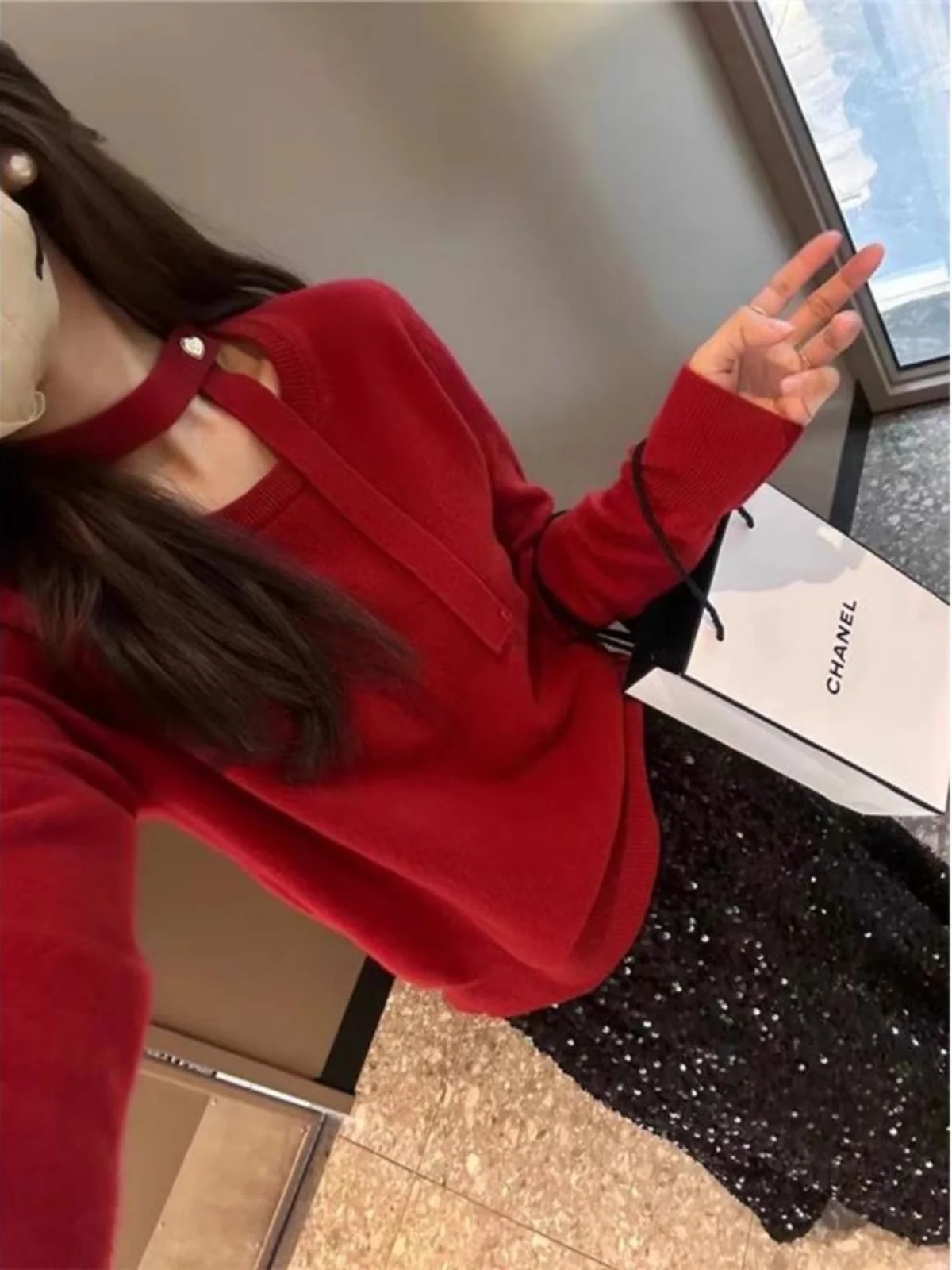 

Модный красный свитер Ele Netie для женщин: осенне-зимний, уютный, премиум-класса, для Нового года