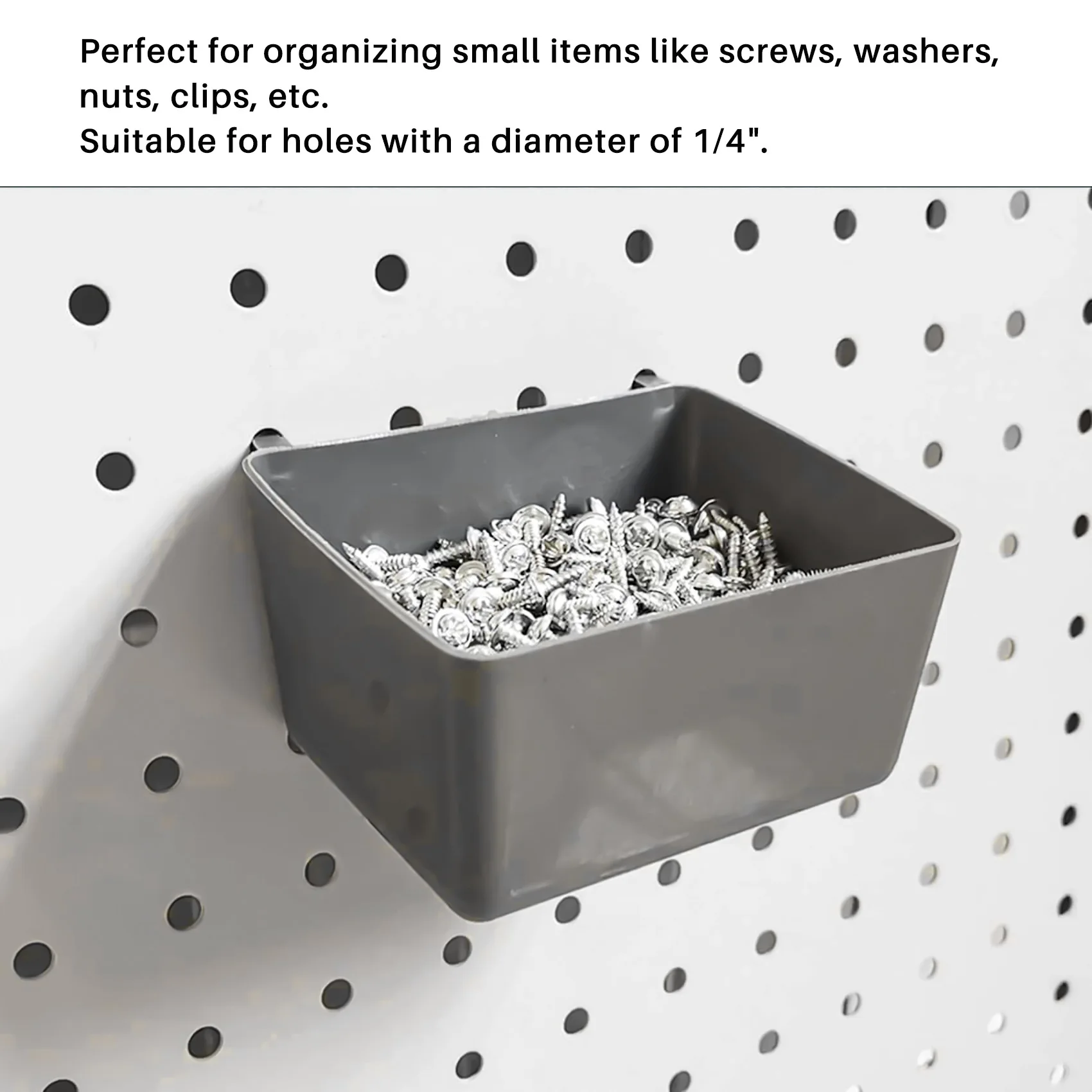 8 Pieces Pegboard Bins Kit Pegboard Parts Storage Pegboard Accessories Workbench Bins for Organizing Hardware(Grey)