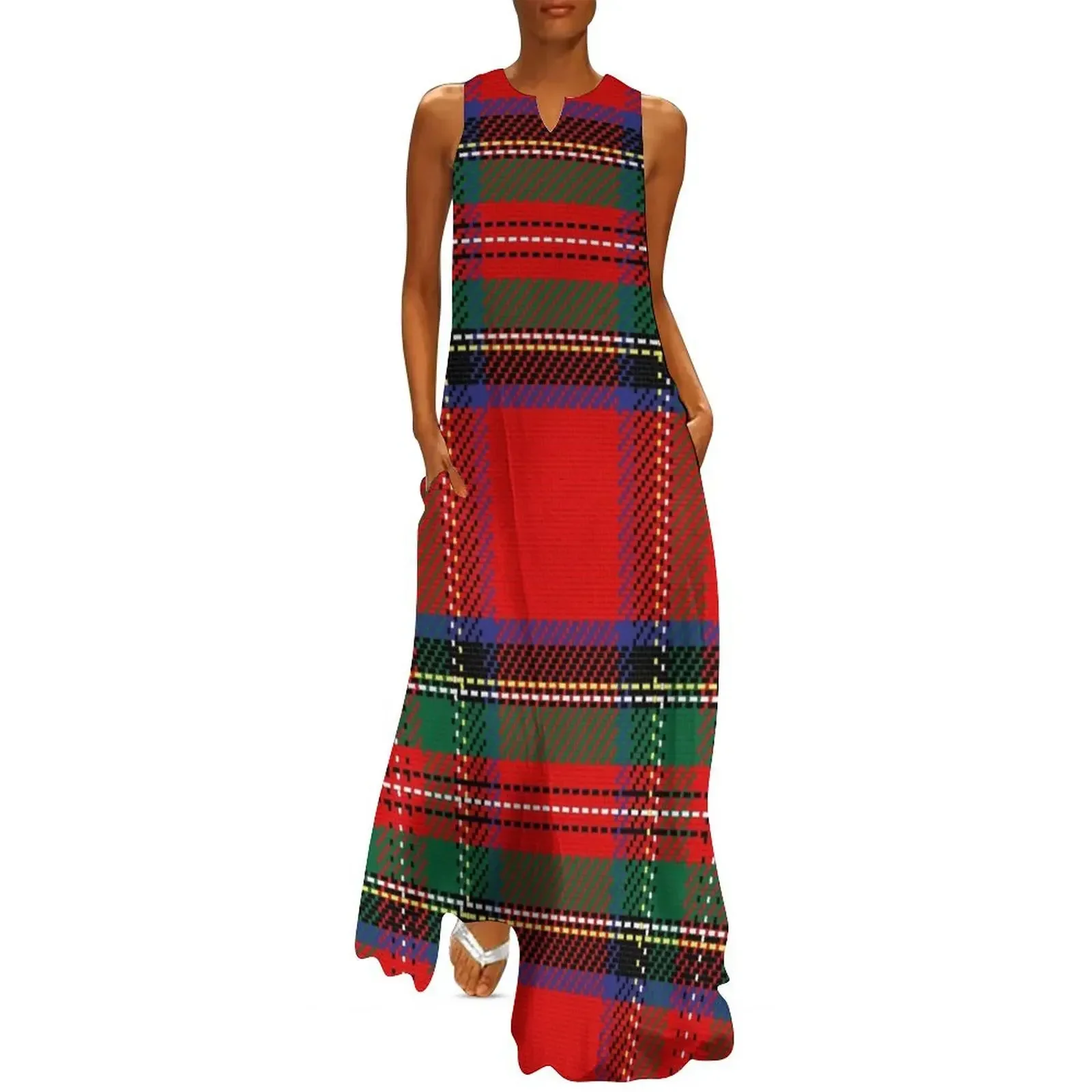 

Red Scottish plaid tartan Long Dress Bridesmaid dress woman evening dress ladies wedding dresses for woman