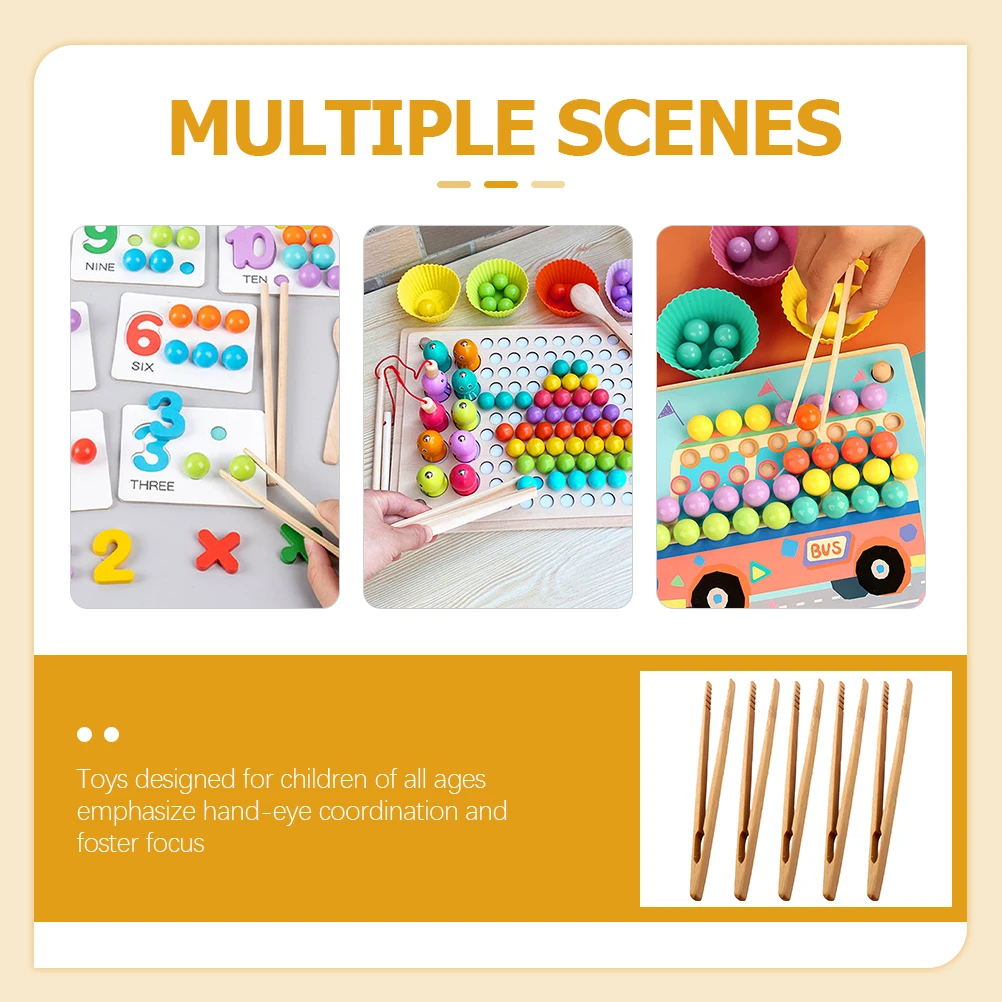 

5Pcs Wooden Tweezers for Kids Fine Motor Skills Exercise Educational Montessori Sorting Matching Counting Sensory