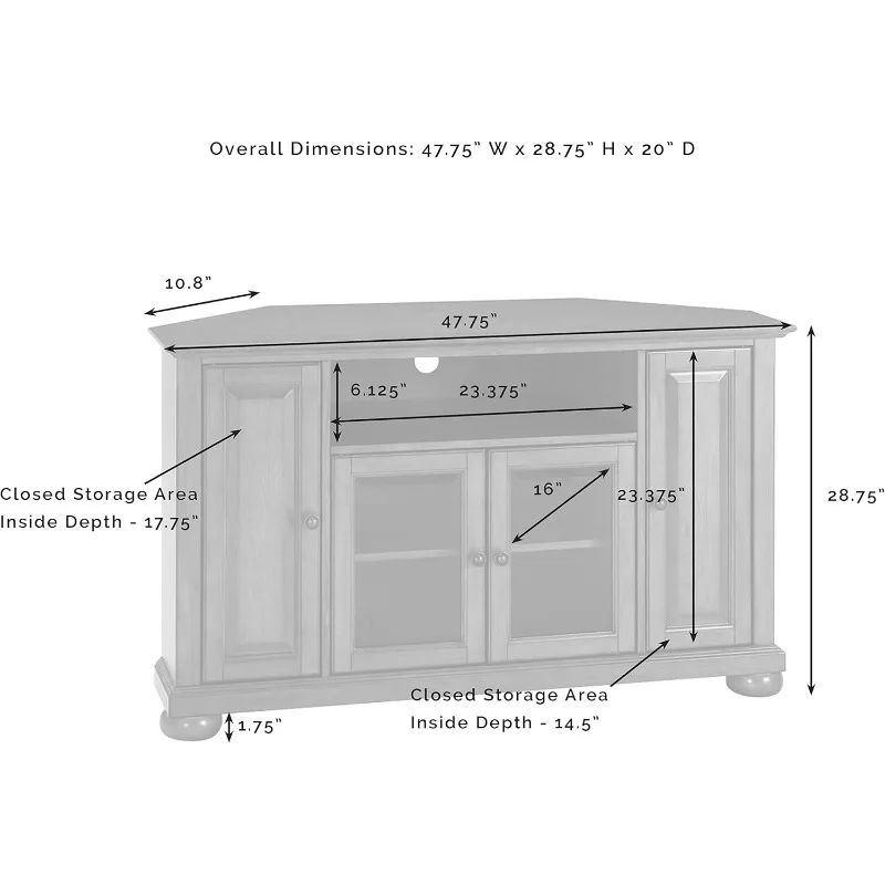 حامل تلفزيون Crosley Furniture Alexandria Corner لأجهزة تلفزيون 50+ بوصة، مركز ترفيه مع أرفف تخزين، ماهوجني عتيق