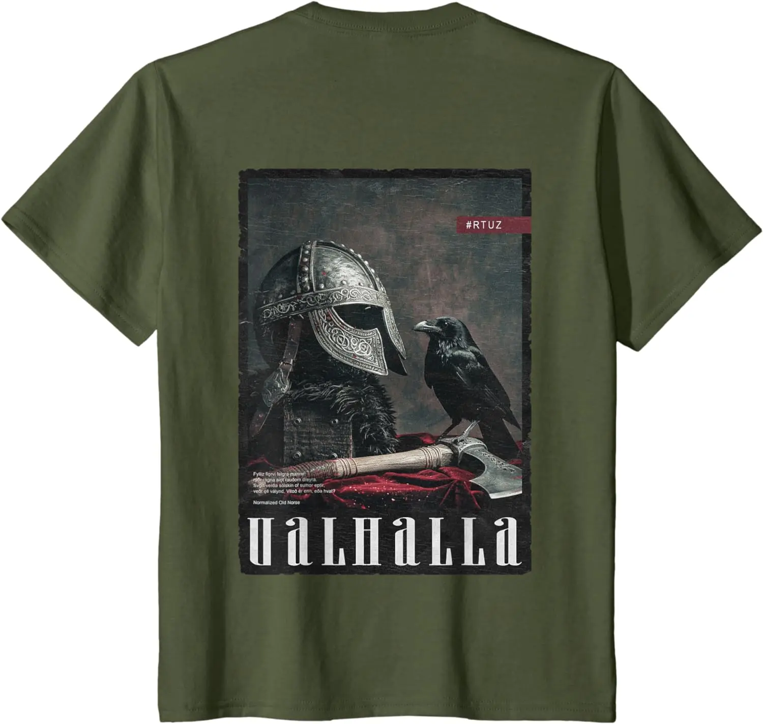 Valhalla  Runes Helmet  Backprint  T-Shirt