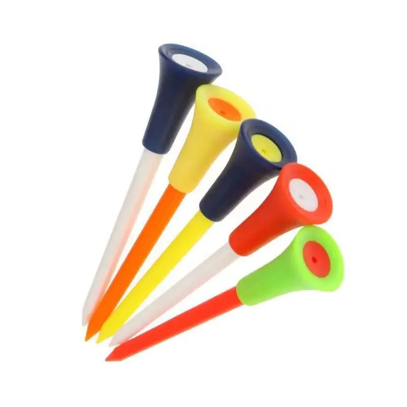 10Pcs Plastic Golf Tees Multi Color 83mm Durable Rubber Cushion Top Golf Ball Holder Golf Accessories
