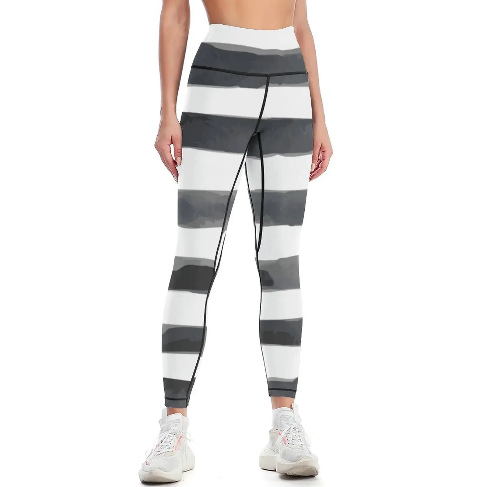 

Abstract Black and White Stripe Leggings Legging sexy woman sportswear gym harem pants Sweatpants Womens Leggings