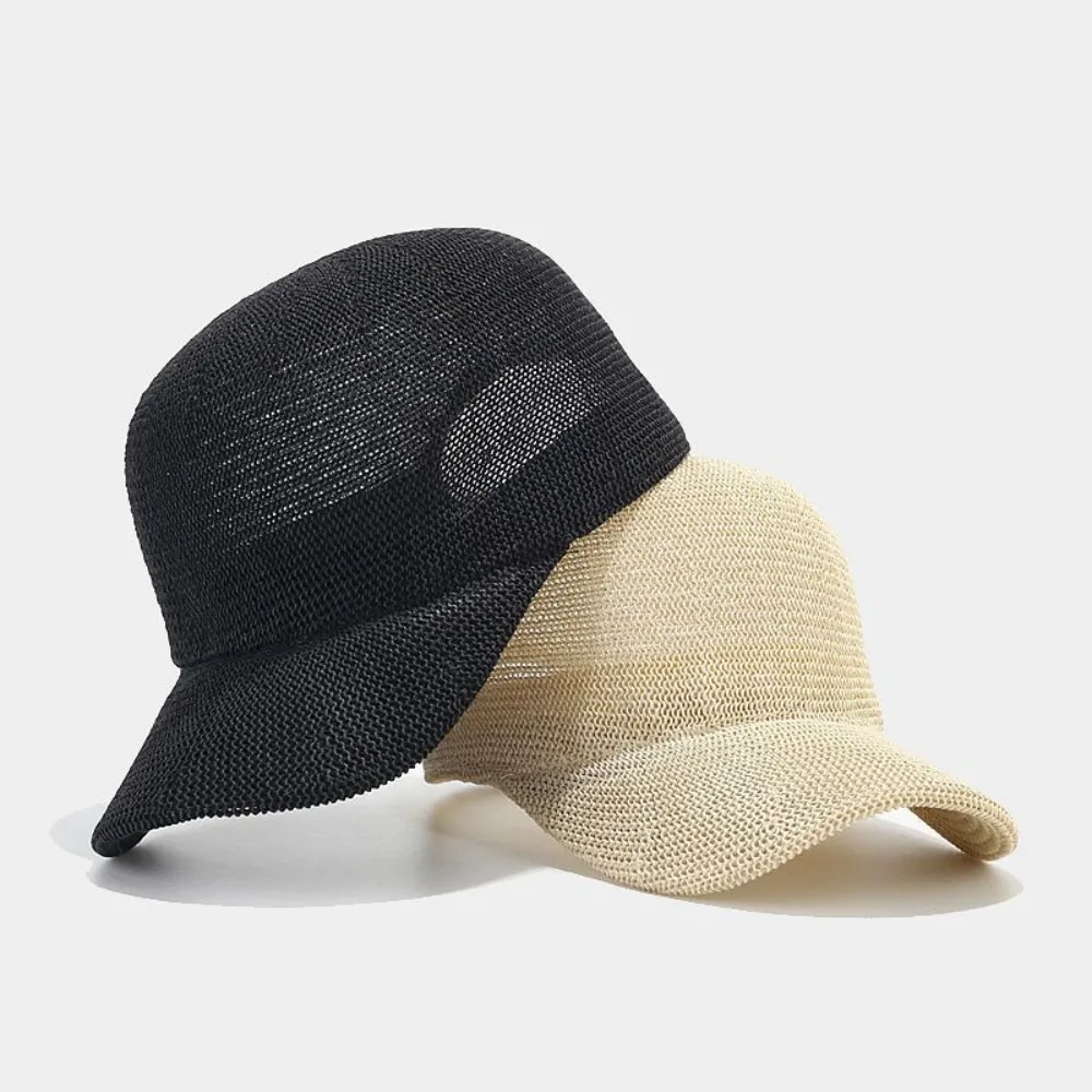 

Fashion Solid Color Straw Hat Anti-UV Adjustable Baseball Cap Unisex Breathable Sun Cap Women