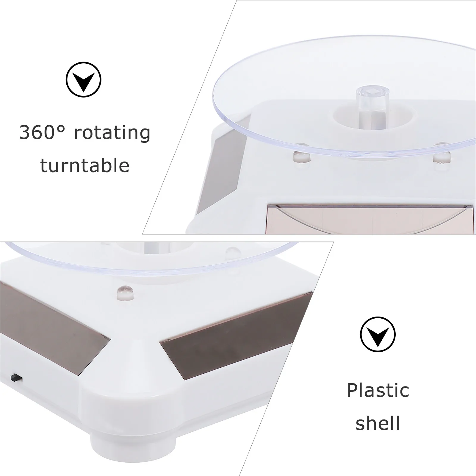 Motorized Solar Rotating Turntable Display Stand 360 Degree Auto Rotation Clockwise Counterclockwise for Jewelry Watch Display