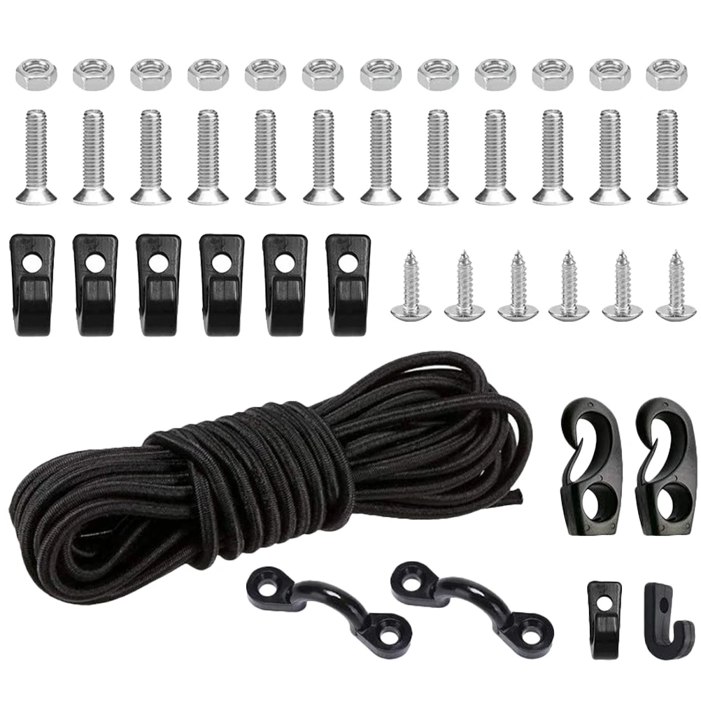 

Bungee Cord Kit Ocean Kayak Accessories Adjustable Straps Bunjee Cords Component with Hooks Parts Black Ends Miss