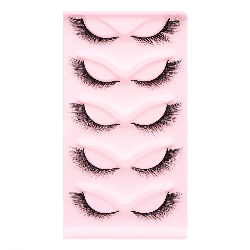 5 Pairs Fluffy False Eyealshes Fox Cat Eye Lashes Winged False Eyelashes Fox Eye Faux Mink Eyelashes Silk Lashes Makeup