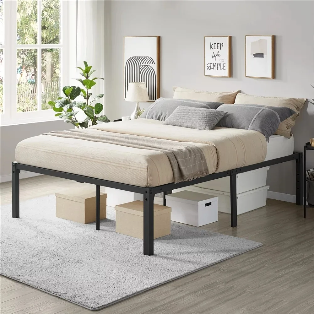 

Bed Frame, Metal Platform Queen Bed Frame with Steel Slat Support for Home, Black Bed Frame